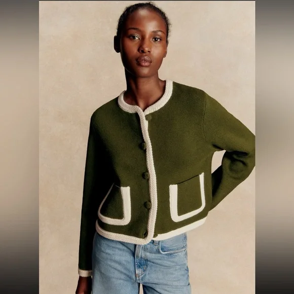 Sezane Auguste Jacket in Perfect Green - Picture 2 of 9